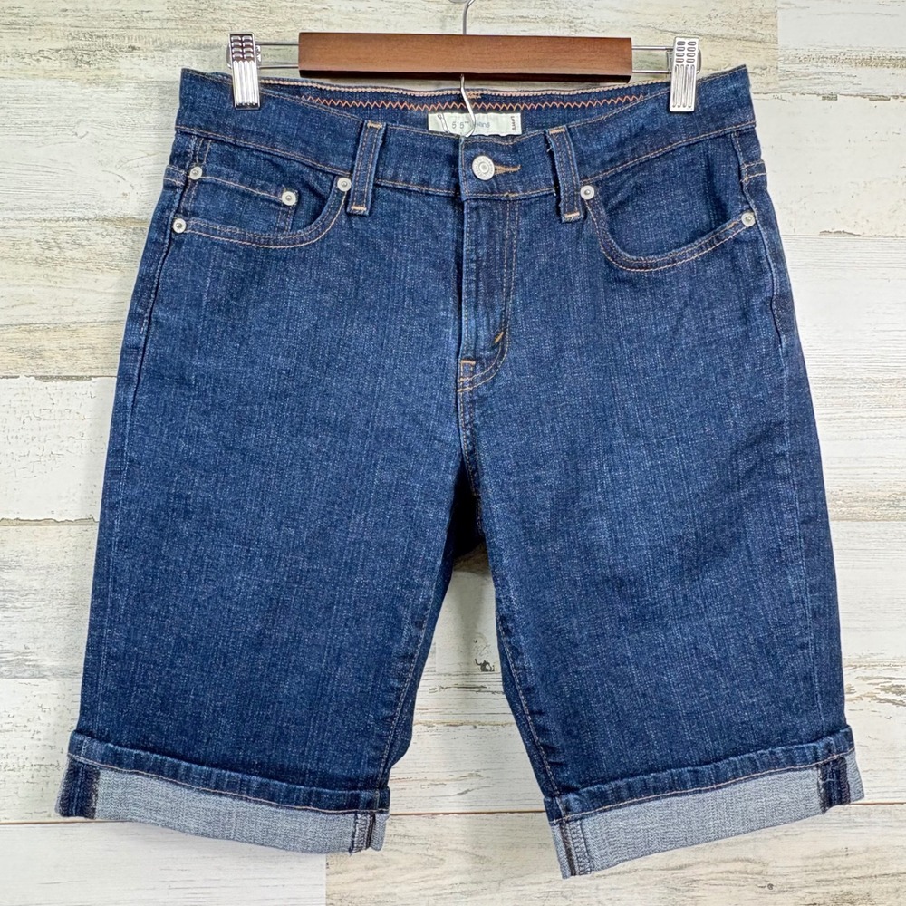 Levi's 515 Jean Denim Shorts Women 8‎ Blue Bermuda Cuffed Indie Normcore Summer